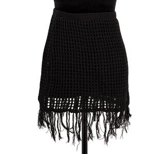 2/$18 Sale!‎  Pink Lily Crochet Mini Skirt Womens S Black Open Knit Bohemian